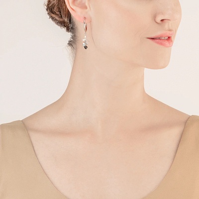 Пусеты Black-Crystal  Coeur de Lion  4639/21-1318 