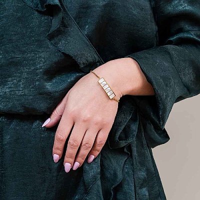 Браслет Пирамида SHELL WHITE  Fiore Luna  CB02788-7 BW/G 