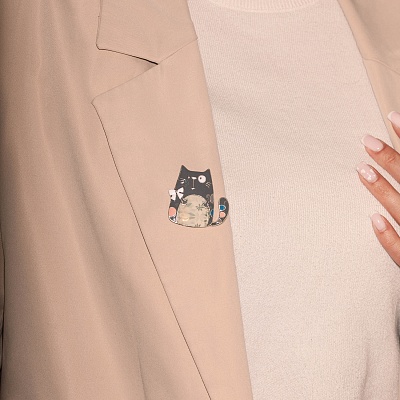 Брошь Кот бант  Shadore  XZ2299.2 BW/S 