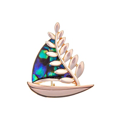 Брошь Парусник с веточкой FAN-07408.17 G/RG 