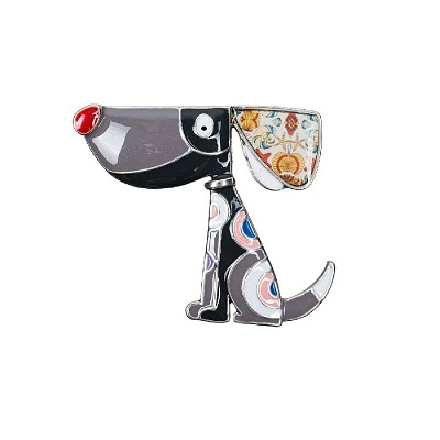 Брошь Собака XZ2291.2 BW/S 