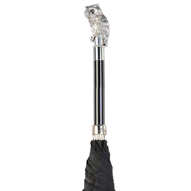 Pasotti Зонт-трость Owl Silver Codino Black Арт.: product-1182