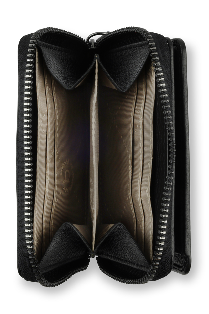 Bugatti Кошелёк женский BUGATTI Elsa, с защитой данных RFID, чёрный, воловья кожа/полиэстер, 11х2,5х9 см Арт.: 49462301