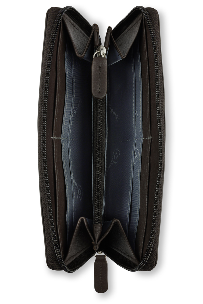 Bugatti Кошелёк женский BUGATTI Banda, с защитой данных RFID, коричневый, кожа козы/полиэстер, 18,5х2х10 см Арт.: 49133602