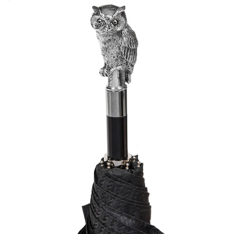 Pasotti Зонт складной Auto Owl Silver Codino Black Арт.: product-1175