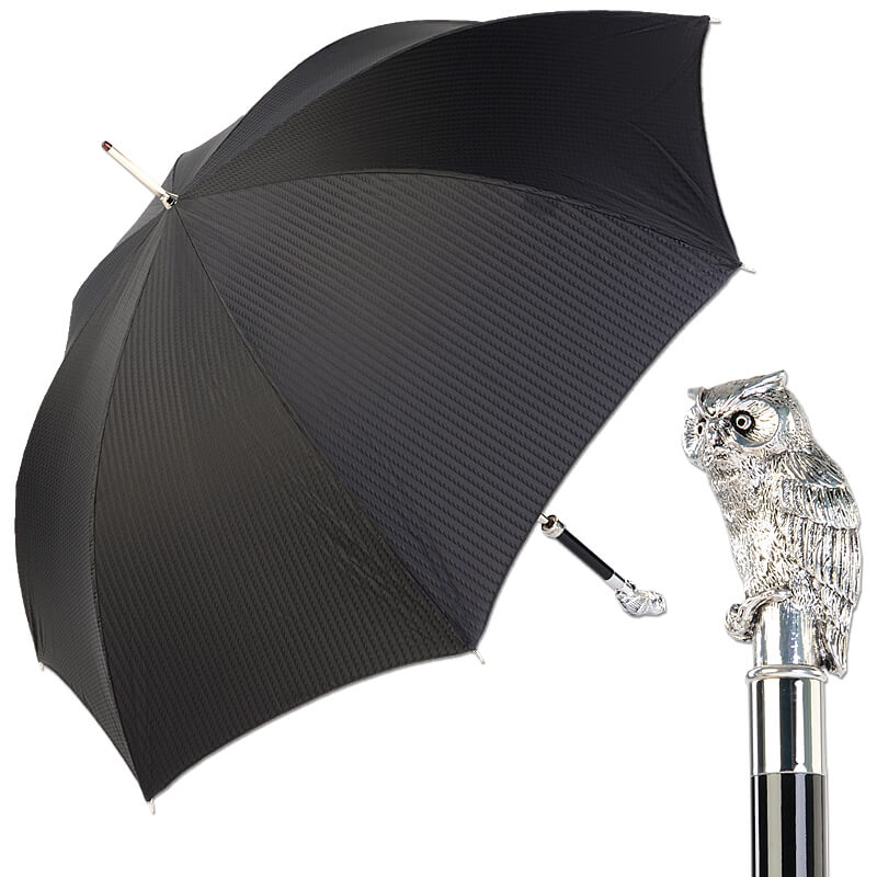 Pasotti Зонт-трость Owl Silver Codino Black Арт.: product-1182