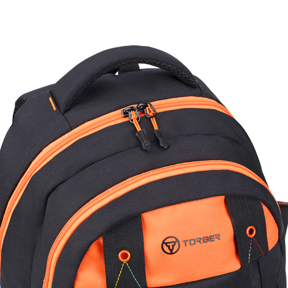 TORBER Рюкзак TORBER CLASS X, черный с оранжевой вставкой, полиэстер 900D, 45 x 32 x 16 см Арт.: T5220-22-BLK-RED